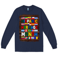 Navy hispanic haritage month flags with background Long Sleeve Tee - BundleAndBundleShop