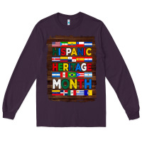 Plum hispanic haritage month flags with background Long Sleeve Tee - BundleAndBundleShop