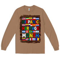 Toasted Coconut hispanic haritage month flags with background Long Sleeve Tee - BundleAndBundleShop