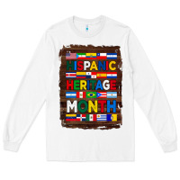 White hispanic haritage month flags with background Long Sleeve Tee - BundleAndBundleShop
