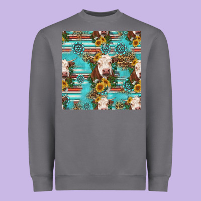 Charolais Cow Seamless Pattern Heavyweight Sweatshirt Designed By Hra Design Shop