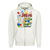 Oatmeal Heather autism jesus fills my cup Zipper Hoodie - MaliasSmallBusiness