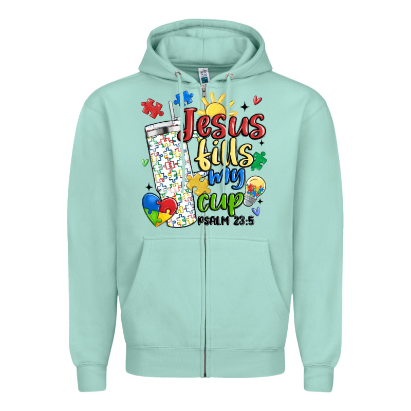 Autism Jesus Fills My Cup Zipper Hoodie by MaliasSmallBusiness | Teevron