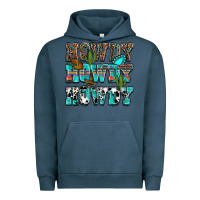 Pigment Midnight Navy Western Howdy Howdy Howdy Urban Hoodie - HowdyJamesFarm