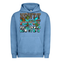 Pigment Pebble Blue Western Howdy Howdy Howdy Urban Hoodie - HowdyJamesFarm