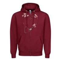 Burgundy custom heart stethoscope Zipper Hoodie - MaliasSmallBusiness