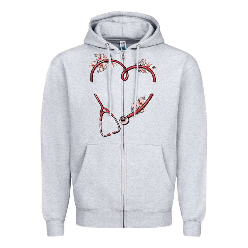 Custom Heart Stethoscope Zipper Hoodie by MaliasSmallBusiness | Teevron