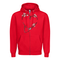 Red custom heart stethoscope Zipper Hoodie - MaliasSmallBusiness