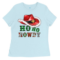 Baby Blue ho ho howdy christmas hat Ladies Tee - AdoDesignShop