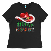 Black ho ho howdy christmas hat Ladies Tee - AdoDesignShop
