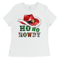 White ho ho howdy christmas hat Ladies Tee - AdoDesignShop