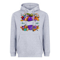 Heather Grey halloween nurse pumpkin custom name Heavyweight Hoodie - NancyCooperArtShop