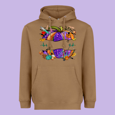 Halloween Nurse Pumpkin Custom Name Heavyweight Hoodie Designed By Nancycooperartshop