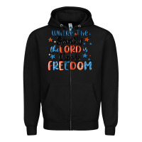 Black where the spirit of the lord is there is freedom Zipper Hoodie - MaliasSmallBusiness