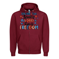 Burgundy where the spirit of the lord is there is freedom Zipper Hoodie - MaliasSmallBusiness