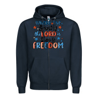Navy where the spirit of the lord is there is freedom Zipper Hoodie - MaliasSmallBusiness