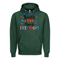 Sports Green where the spirit of the lord is there is freedom Zipper Hoodie - MaliasSmallBusiness