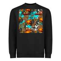 Black western sunset bison and sunflowers seamless pattern Heavyweight Sweatshirt - HRA Design Shop