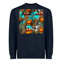 Navy western sunset bison and sunflowers seamless pattern Heavyweight Sweatshirt - HRA Design Shop