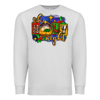 Dove Grey oh holy night with baby jesus for christmas Premium Sweatshirt - MaliasSmallBusiness