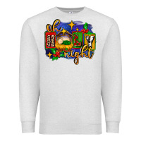 Oatmeal Heather oh holy night with baby jesus for christmas Premium Sweatshirt - MaliasSmallBusiness
