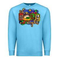Ocean Blue oh holy night with baby jesus for christmas Premium Sweatshirt - MaliasSmallBusiness