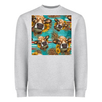 Heather Grey western sunflowers cow seamless pattern Heavyweight Sweatshirt - HRA Design Shop