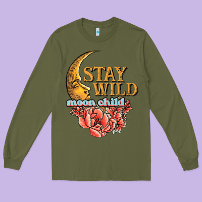 Stay Wild Moon Child Long Sleeve Tee Designed By Jahusdesignshop