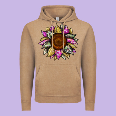 Sunflower Camouflage Vintage Hoodie Designed By Jahusdesignshop