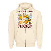 Sandshell she works hard for the honey Zipper Hoodie - MaliasSmallBusiness