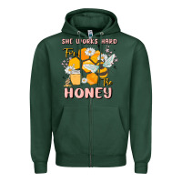 Sports Green she works hard for the honey Zipper Hoodie - MaliasSmallBusiness