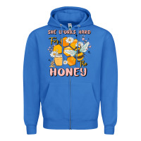 True Royal she works hard for the honey Zipper Hoodie - MaliasSmallBusiness