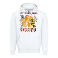 White she works hard for the honey Zipper Hoodie - MaliasSmallBusiness