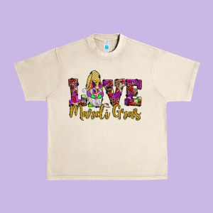 Love Mardi Gras Gnome Urban Heavy Tee Designed By Jahusdesignshop