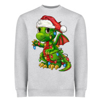 Heather Grey Christmas Cute Dragon Heavyweight Sweatshirt - FaDigitalArtStudio