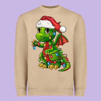 Christmas Cute Dragon Heavyweight Sweatshirt Designed By Fadigitalartstudio
