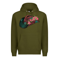 Army Green leopard flowers cowboy hat Premium Hoodie - Jasminsmagicworld