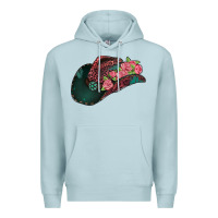 Blue Mist leopard flowers cowboy hat Premium Hoodie - Jasminsmagicworld