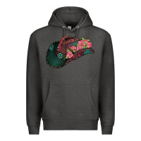 Charcoal Heather leopard flowers cowboy hat Premium Hoodie - Jasminsmagicworld