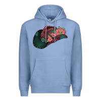 Colony Blue leopard flowers cowboy hat Premium Hoodie - Jasminsmagicworld