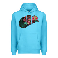 Leopard Flowers Cowboy Hat Premium Hoodie | Teevron