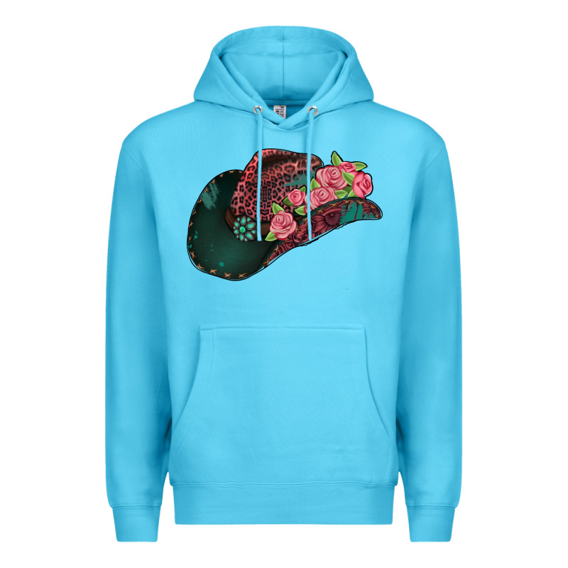 Leopard Flowers Cowboy Hat Premium Hoodie by Jasminsmagicworld | Teevron