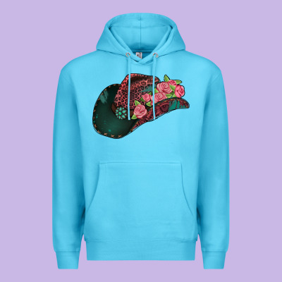 Leopard Flowers Cowboy Hat Premium Hoodie Designed By Jasminsmagicworld