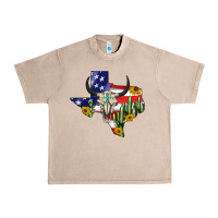 French Oak bull skull texas map american playng Urban Heavy Tee - BarkalooDesign