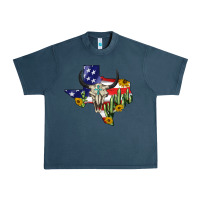 Midnight Navy bull skull texas map american playng Urban Heavy Tee - BarkalooDesign