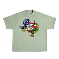 Oil Green bull skull texas map american playng Urban Heavy Tee - BarkalooDesign