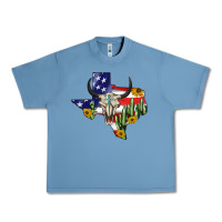 Pebble Blue bull skull texas map american playng Urban Heavy Tee - BarkalooDesign