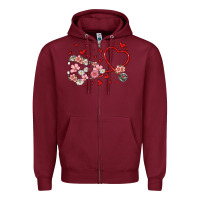 Burgundy valentine's day stethoscope Zipper Hoodie - MaliasSmallBusiness