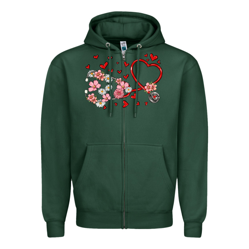 Valentine's Day Stethoscope Zipper Hoodie by MaliasSmallBusiness | Teevron