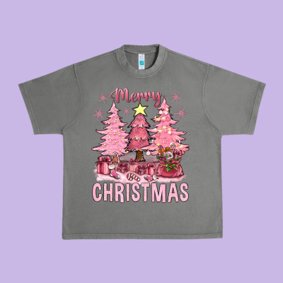 Pink Merry Christmas Bbs Urban Heavy Tee Designed By Bundleandbundleshop
